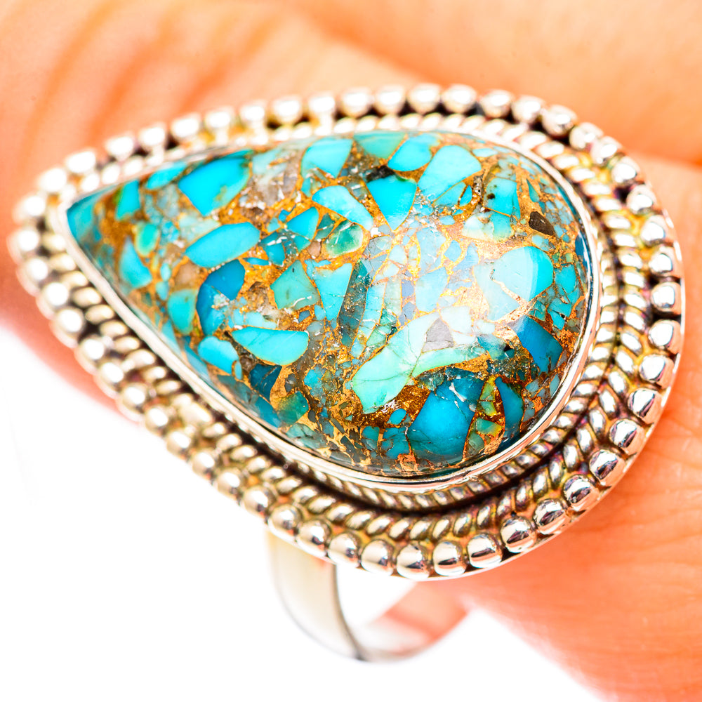 Blue Copper Composite Turquoise Rings handcrafted by Anasilvercos - RING124727