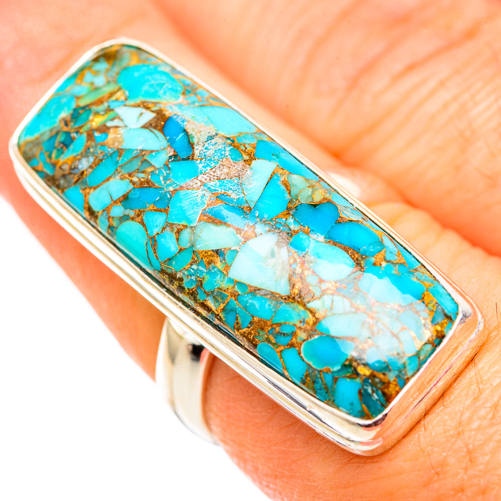 Blue Copper Composite Turquoise Rings handcrafted by Anasilvercos - RING124732