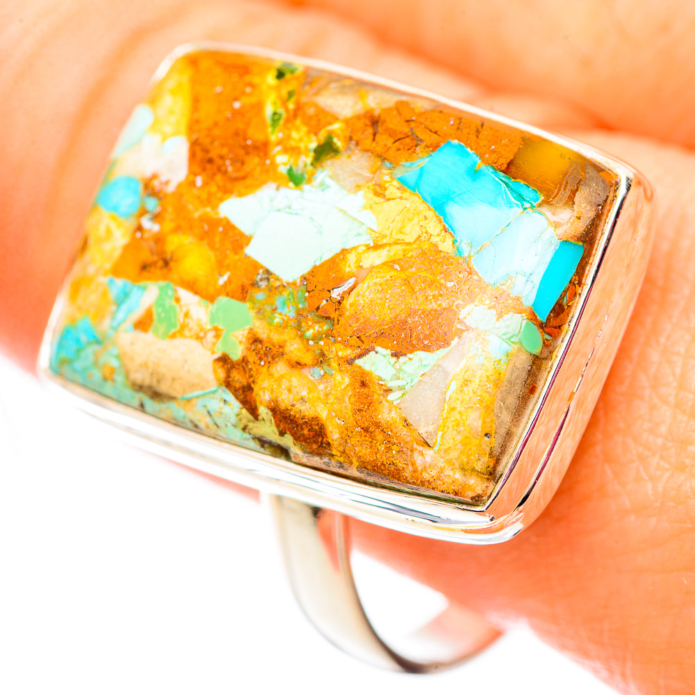 Blue Copper Composite Turquoise Rings handcrafted by Anasilvercos - RING124735