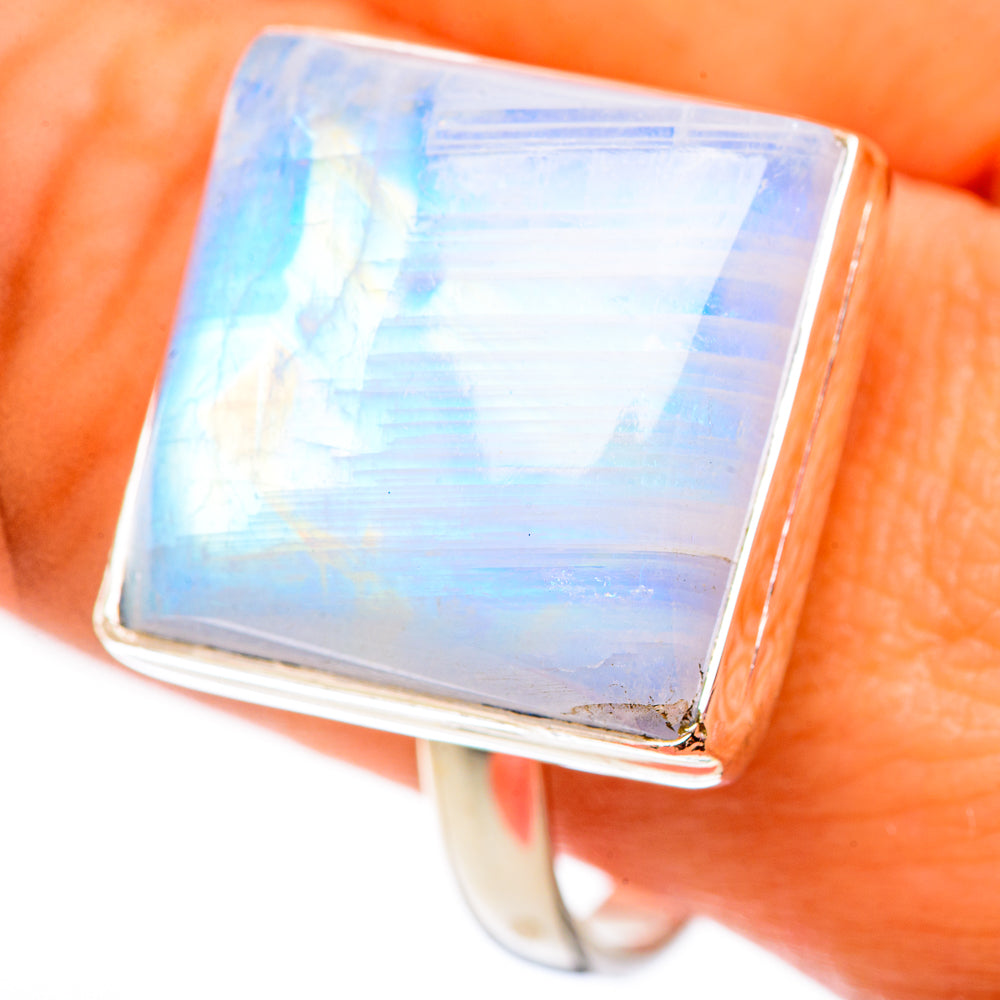 Rainbow Moonstone Rings handcrafted by Anasilvercos - RING124737