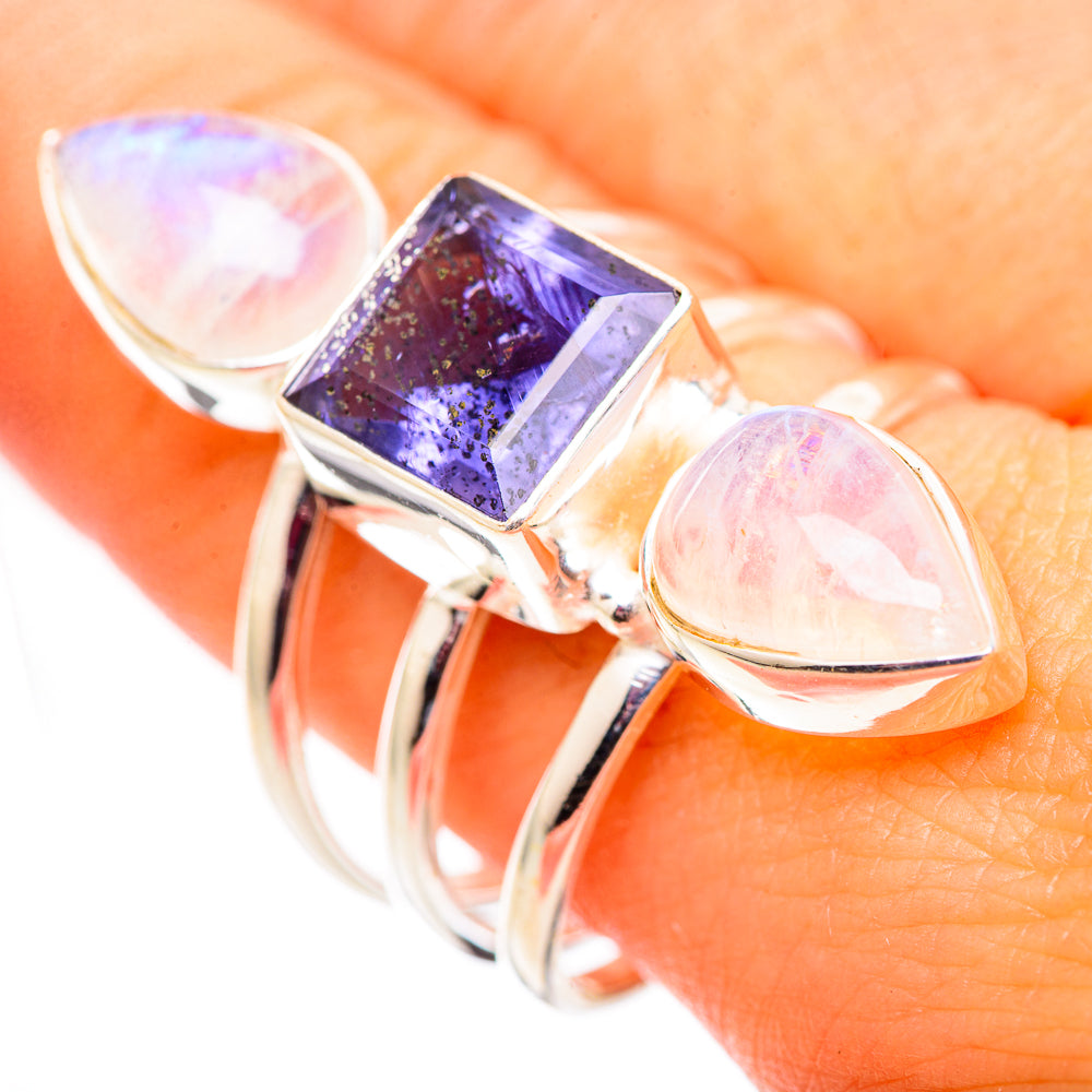 Rainbow Moonstone Rings handcrafted by Anasilvercos - RING124749