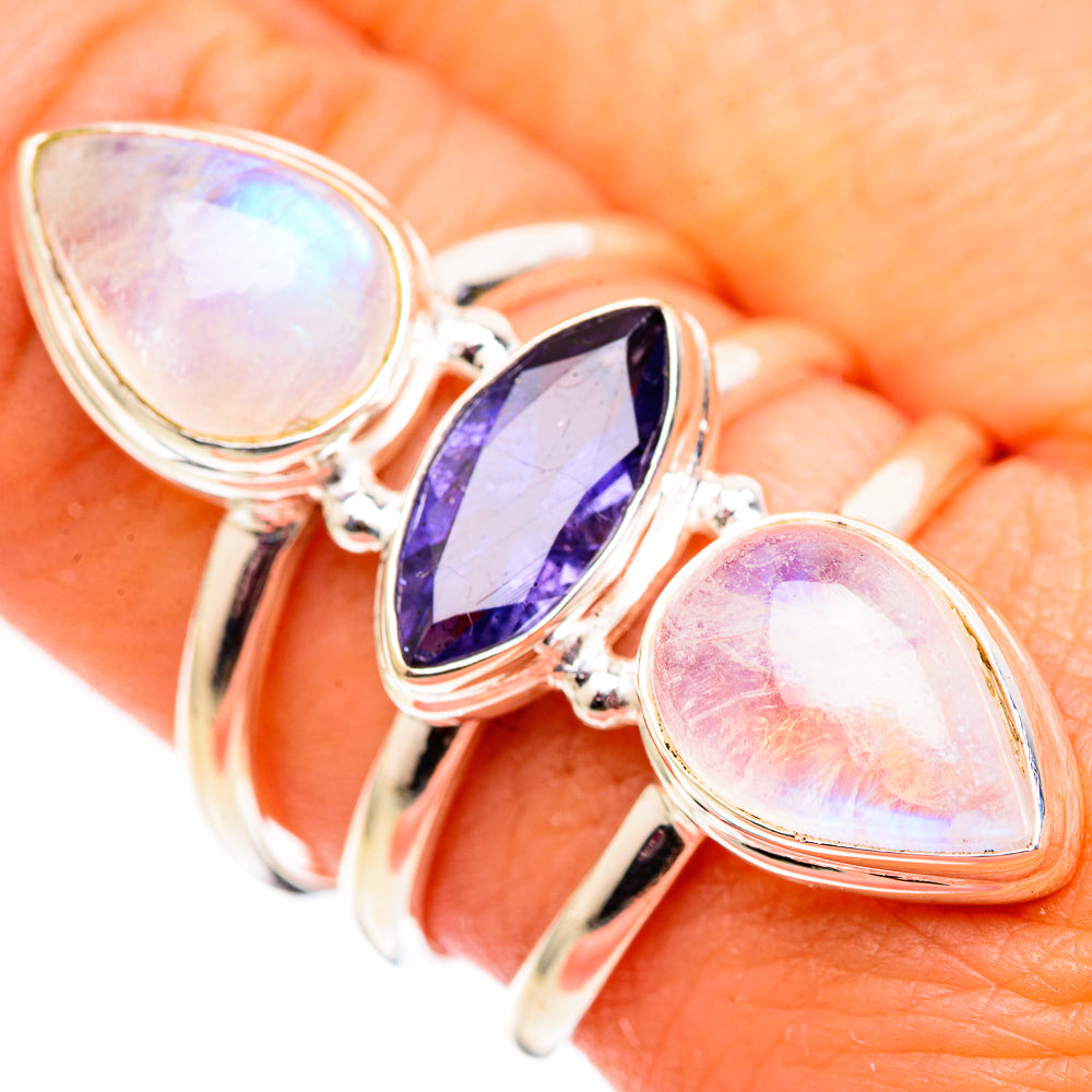 Rainbow Moonstone Rings handcrafted by Anasilvercos - RING124751