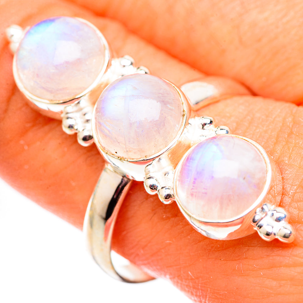 Rainbow Moonstone Rings handcrafted by Anasilvercos - RING124752