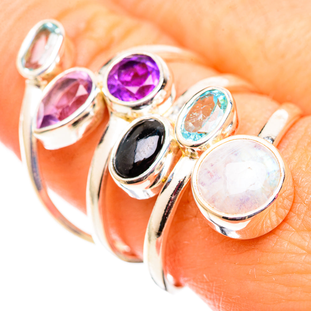 Rainbow Moonstone Rings handcrafted by Anasilvercos - RING124755