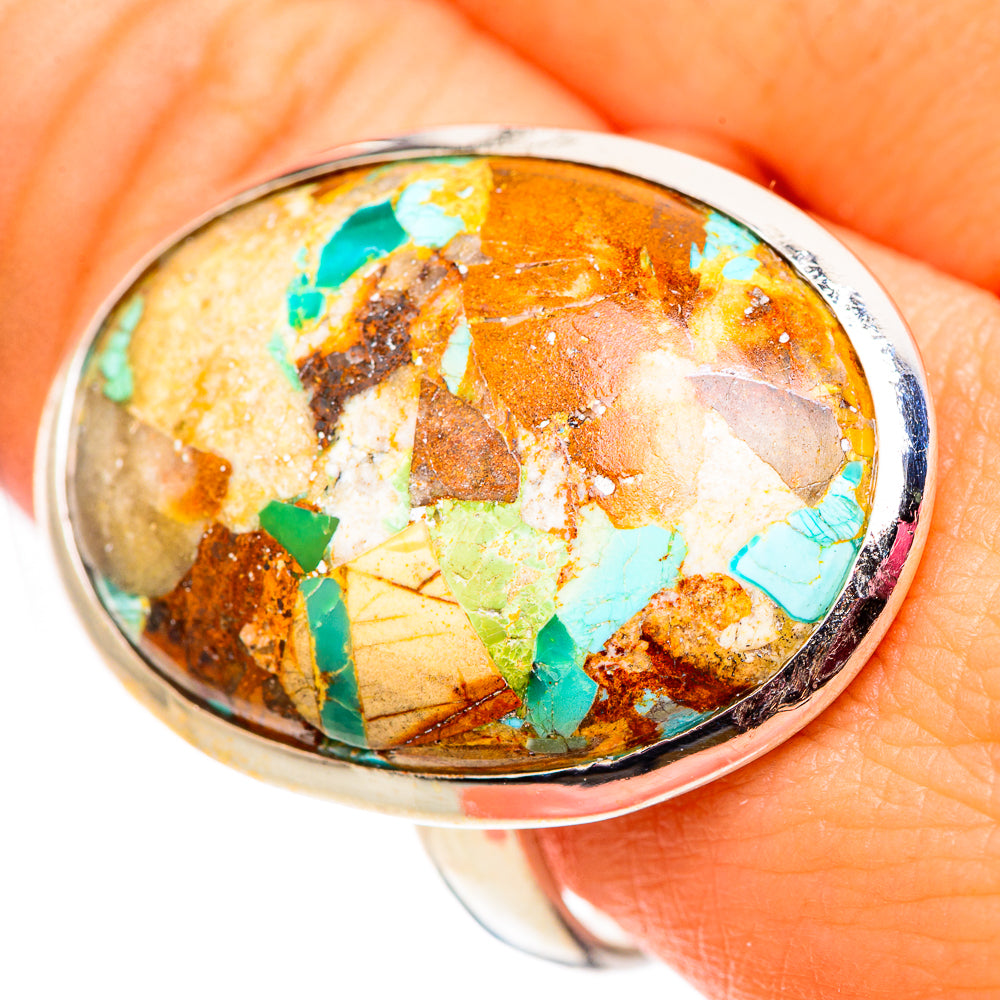 Blue Copper Composite Turquoise Rings handcrafted by Anasilvercos - RING124759