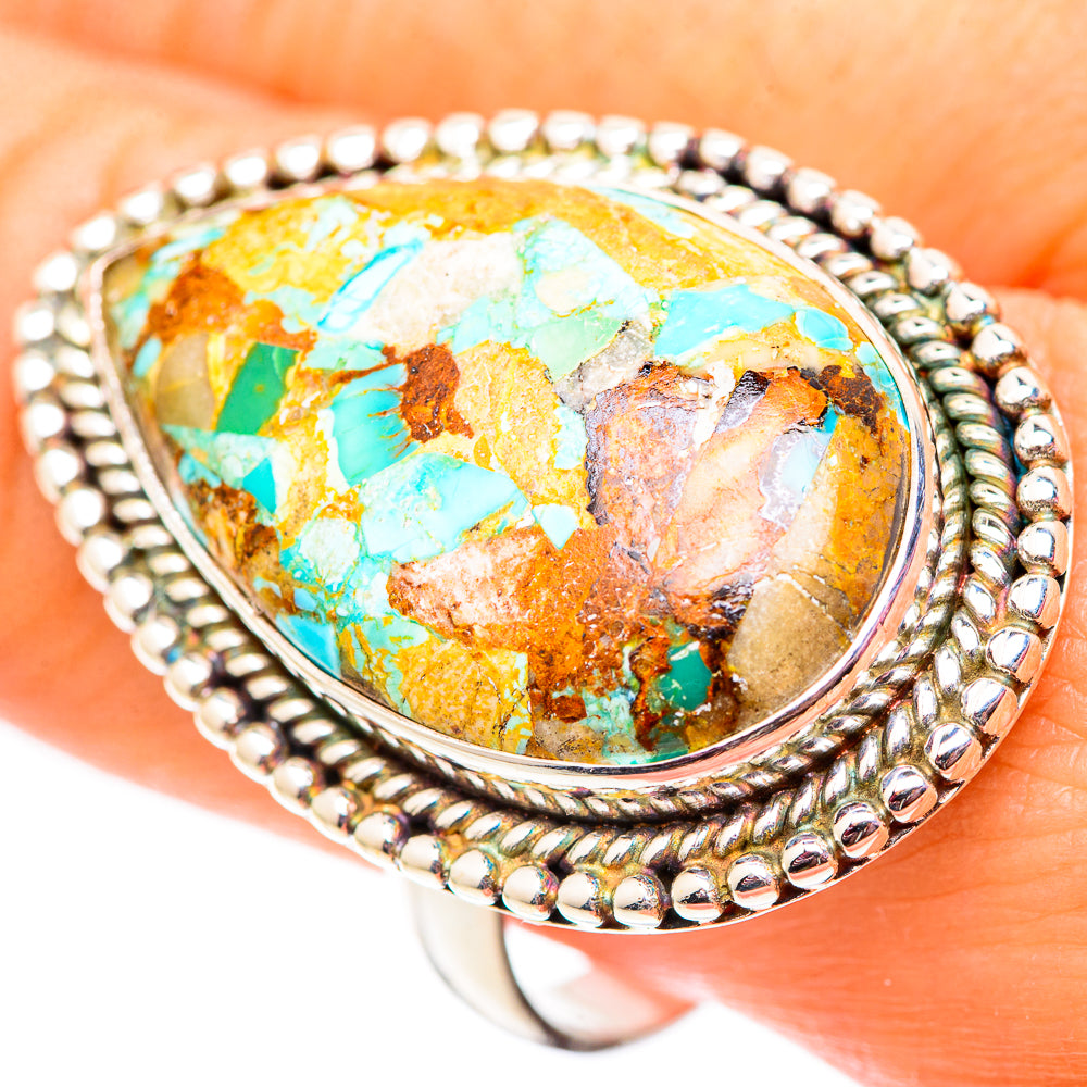 Blue Copper Composite Turquoise Rings handcrafted by Anasilvercos - RING124764