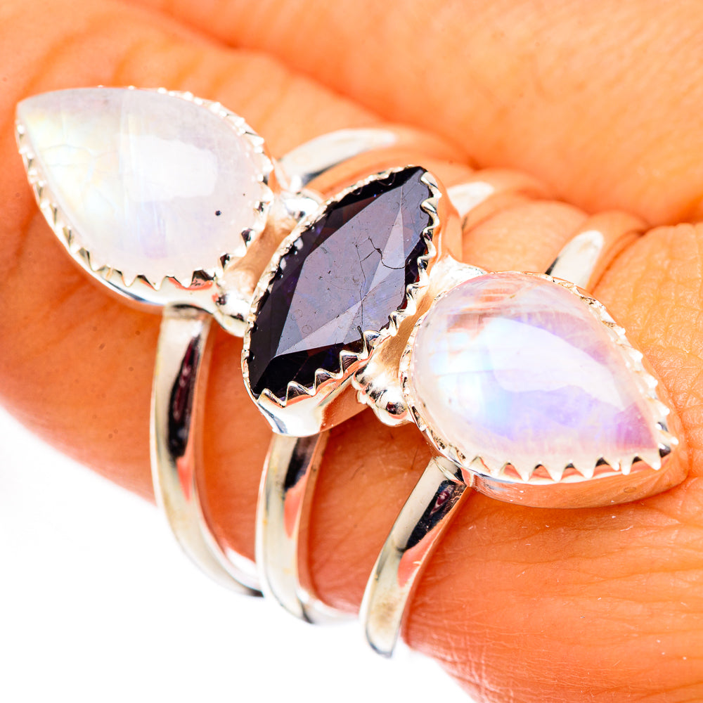 Rainbow Moonstone Rings handcrafted by Anasilvercos - RING124778