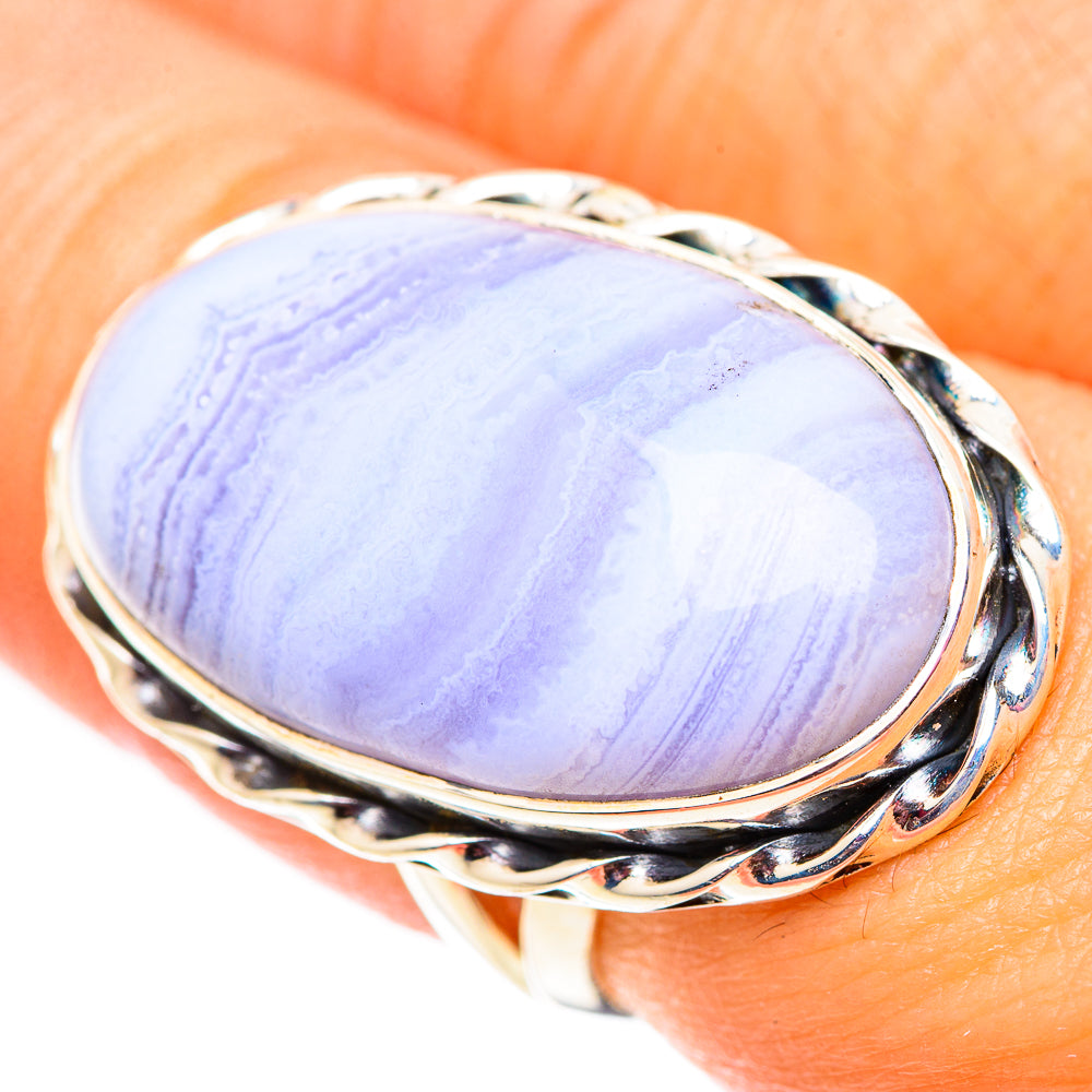Blue Lace Agate Rings handcrafted by Anasilvercos - RING124779