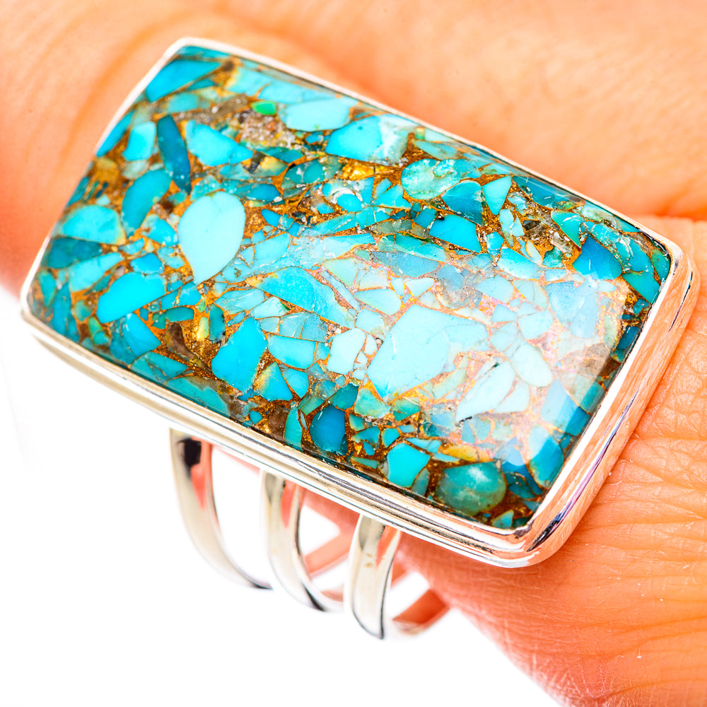 Blue Copper Composite Turquoise Rings handcrafted by Anasilvercos - RING124784