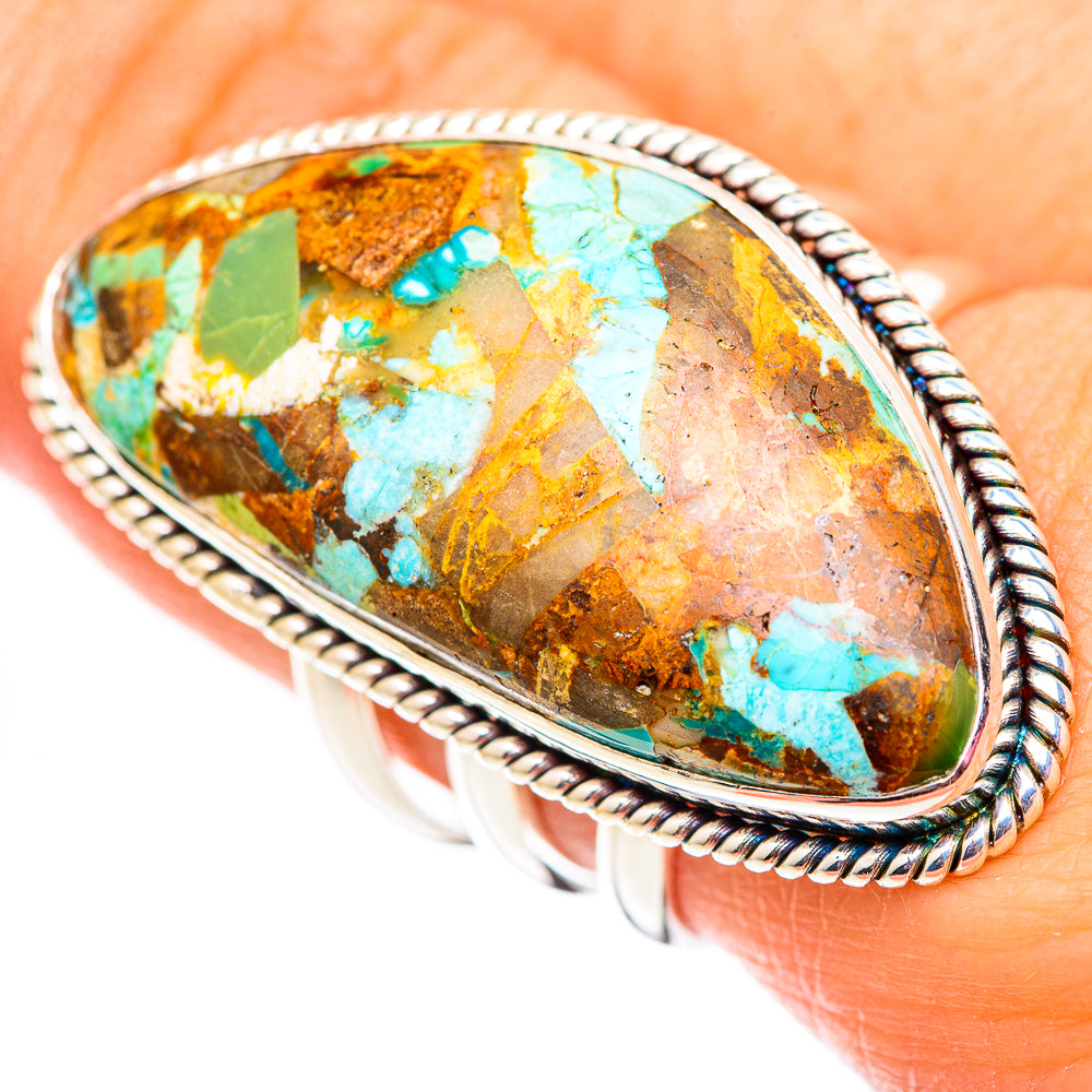 Blue Copper Composite Turquoise Rings handcrafted by Anasilvercos - RING124789