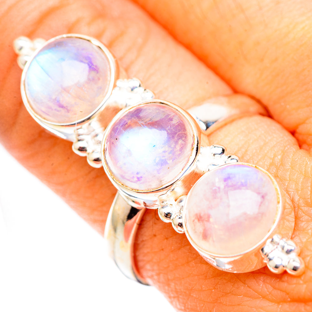 Rainbow Moonstone Rings handcrafted by Anasilvercos - RING124795