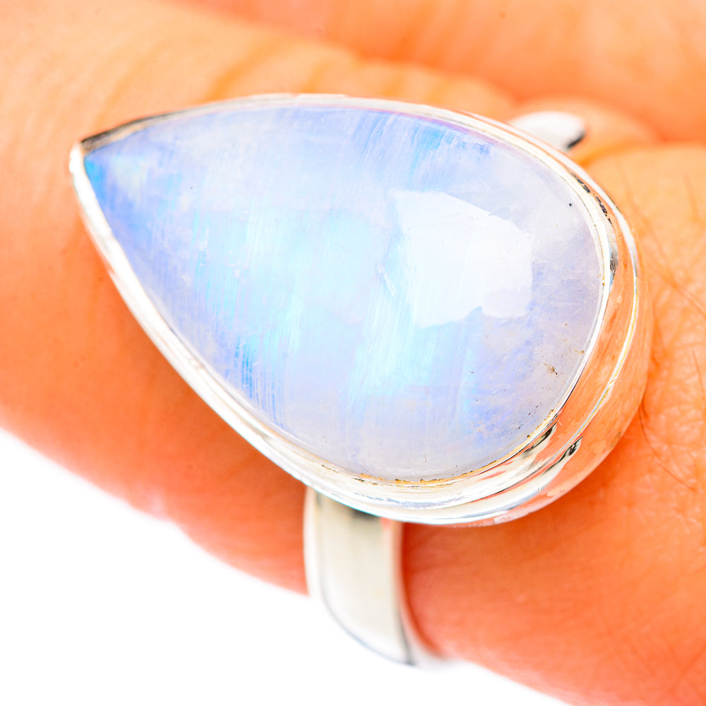 Rainbow Moonstone Rings handcrafted by Anasilvercos - RING124800