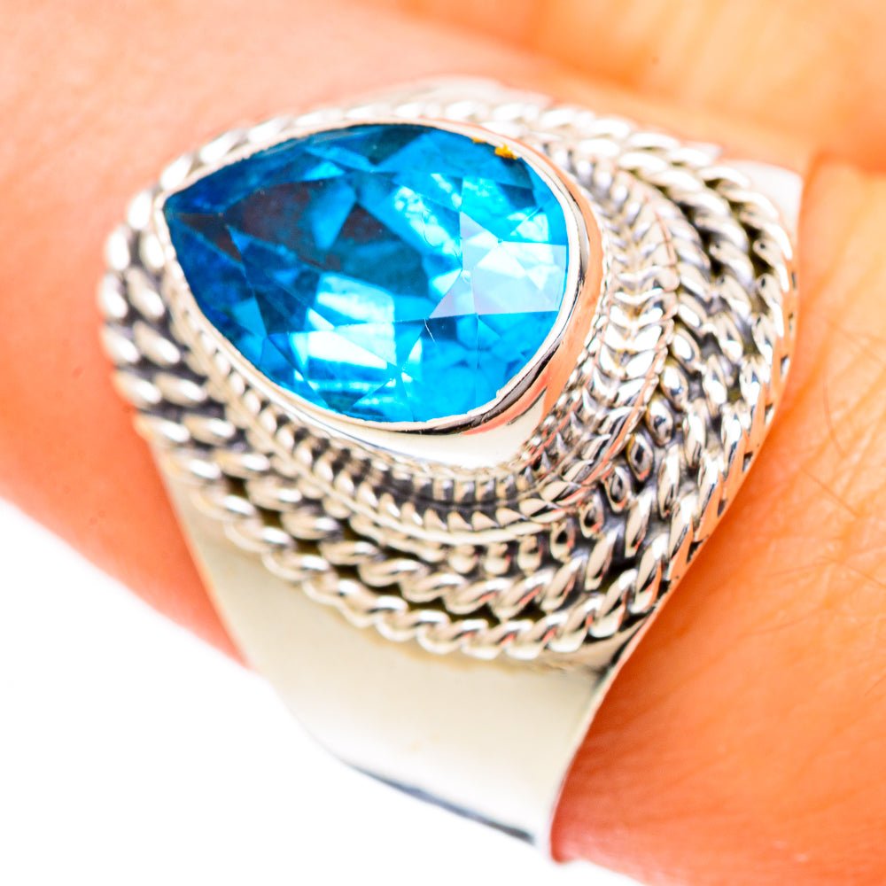 Swiss Blue Topaz Rings handcrafted by Anasilvercos - RING124803
