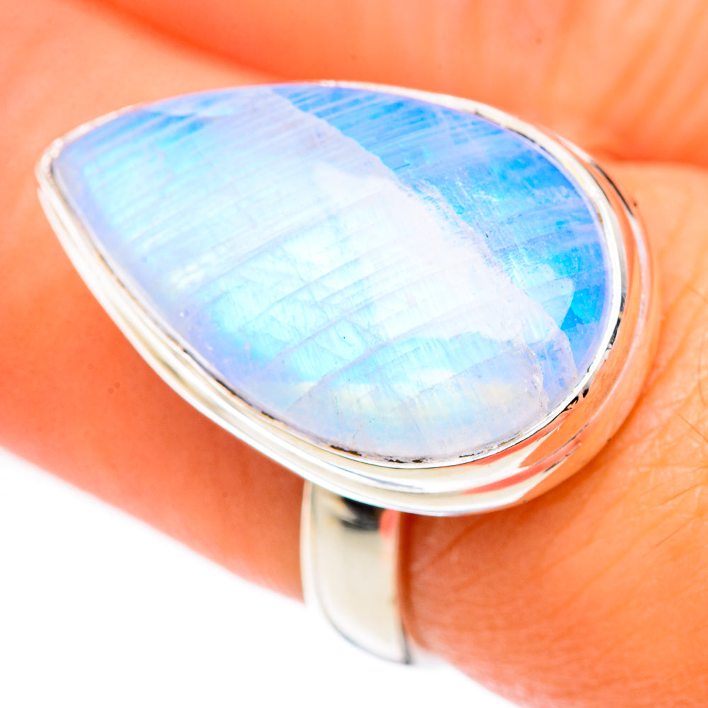 Rainbow Moonstone Rings handcrafted by Anasilvercos - RING124825