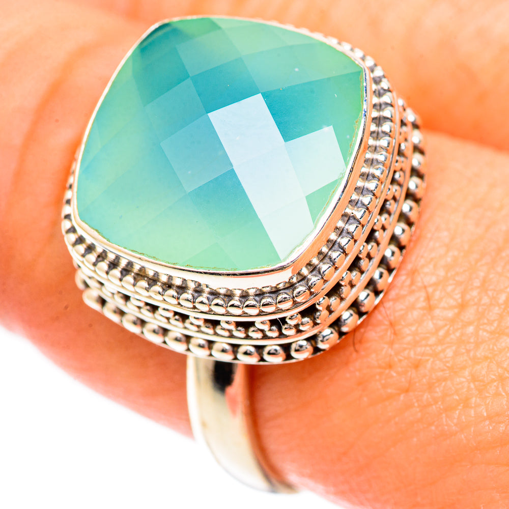 Aqua Chalcedony Rings handcrafted by Anasilvercos - RING124874
