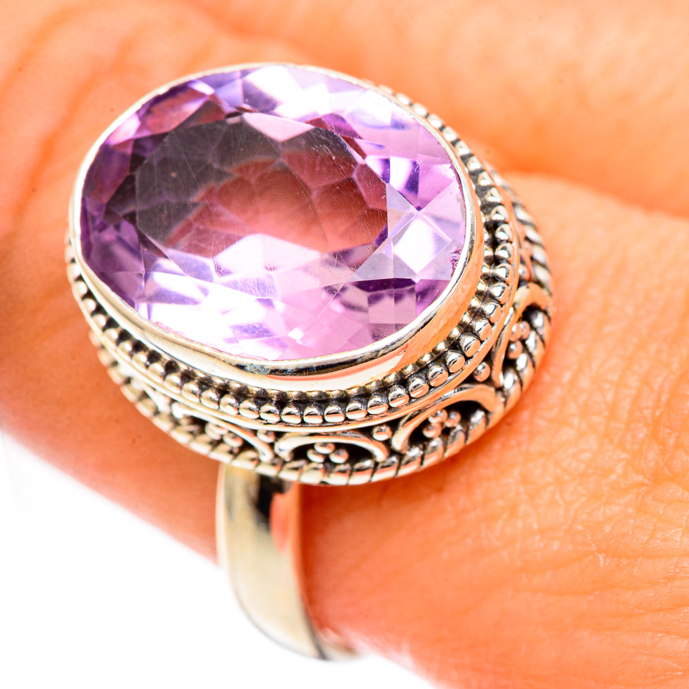 Pink Amethyst Rings handcrafted by Anasilvercos - RING124907