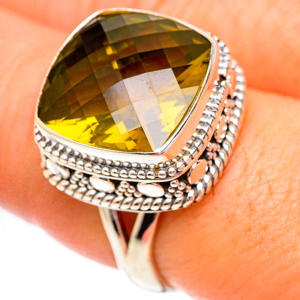 Olive Quartz Rings handcrafted by Anasilvercos - RING124917