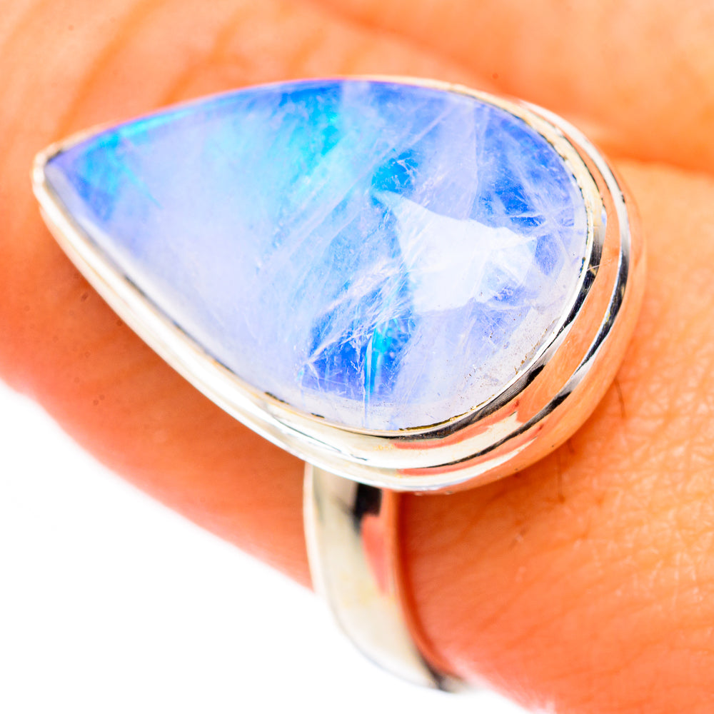 Rainbow Moonstone Rings handcrafted by Anasilvercos - RING124942