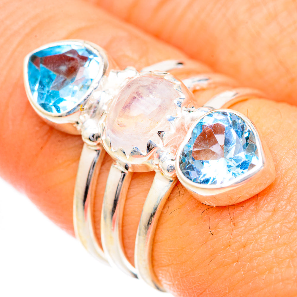 Rainbow Moonstone Rings handcrafted by Anasilvercos - RING124963