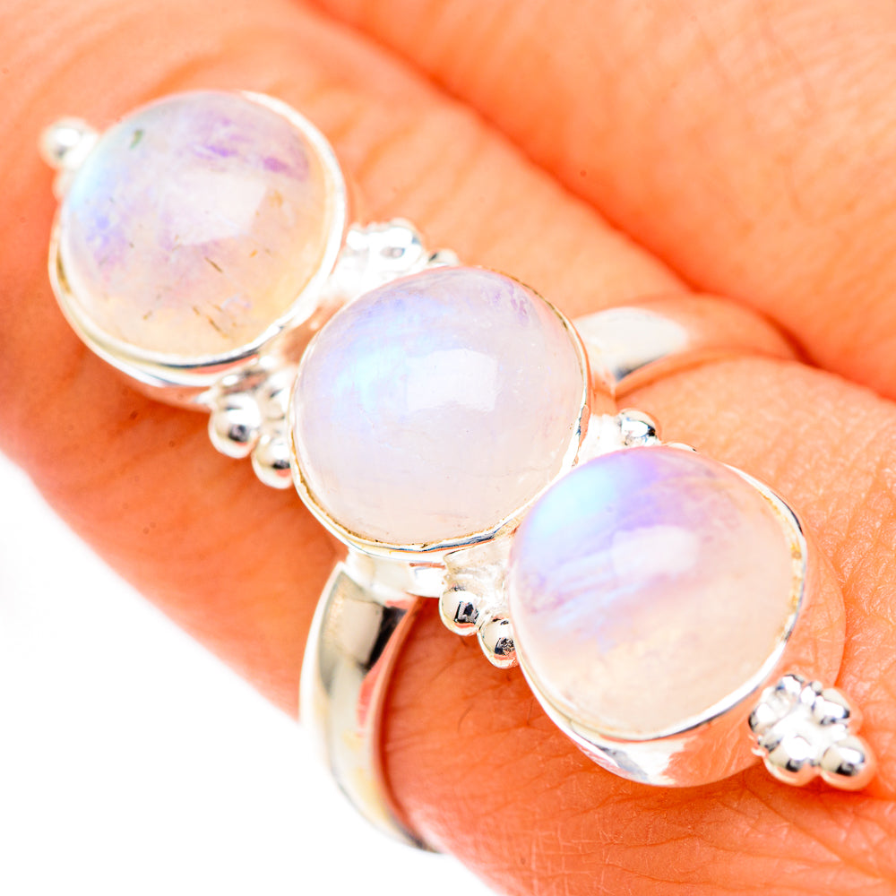 Rainbow Moonstone Rings handcrafted by Anasilvercos - RING125005