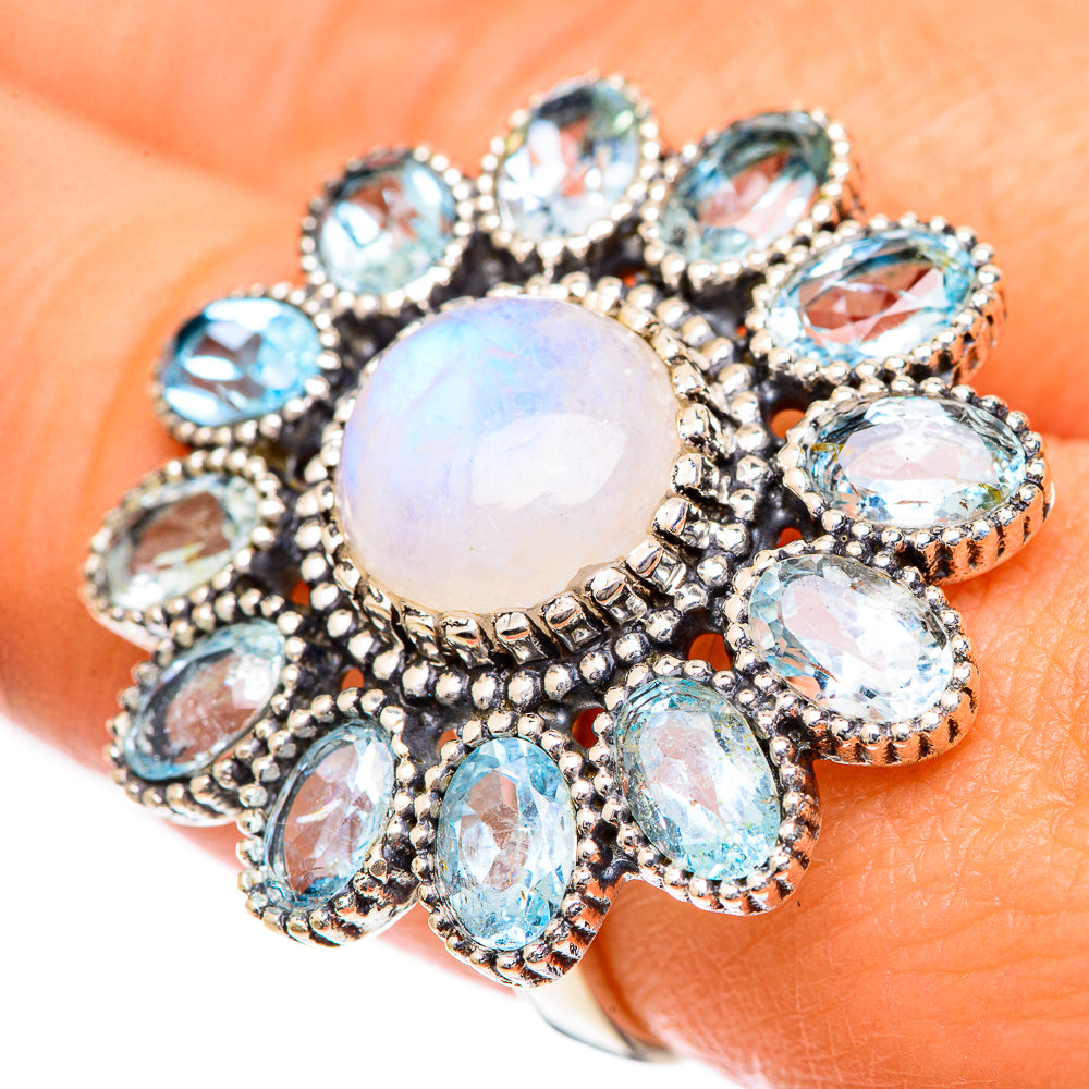 Rainbow Moonstone Rings handcrafted by Anasilvercos - RING125024