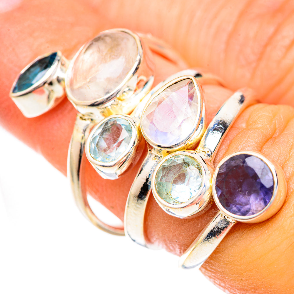 Rainbow Moonstone Rings handcrafted by Anasilvercos - RING125038