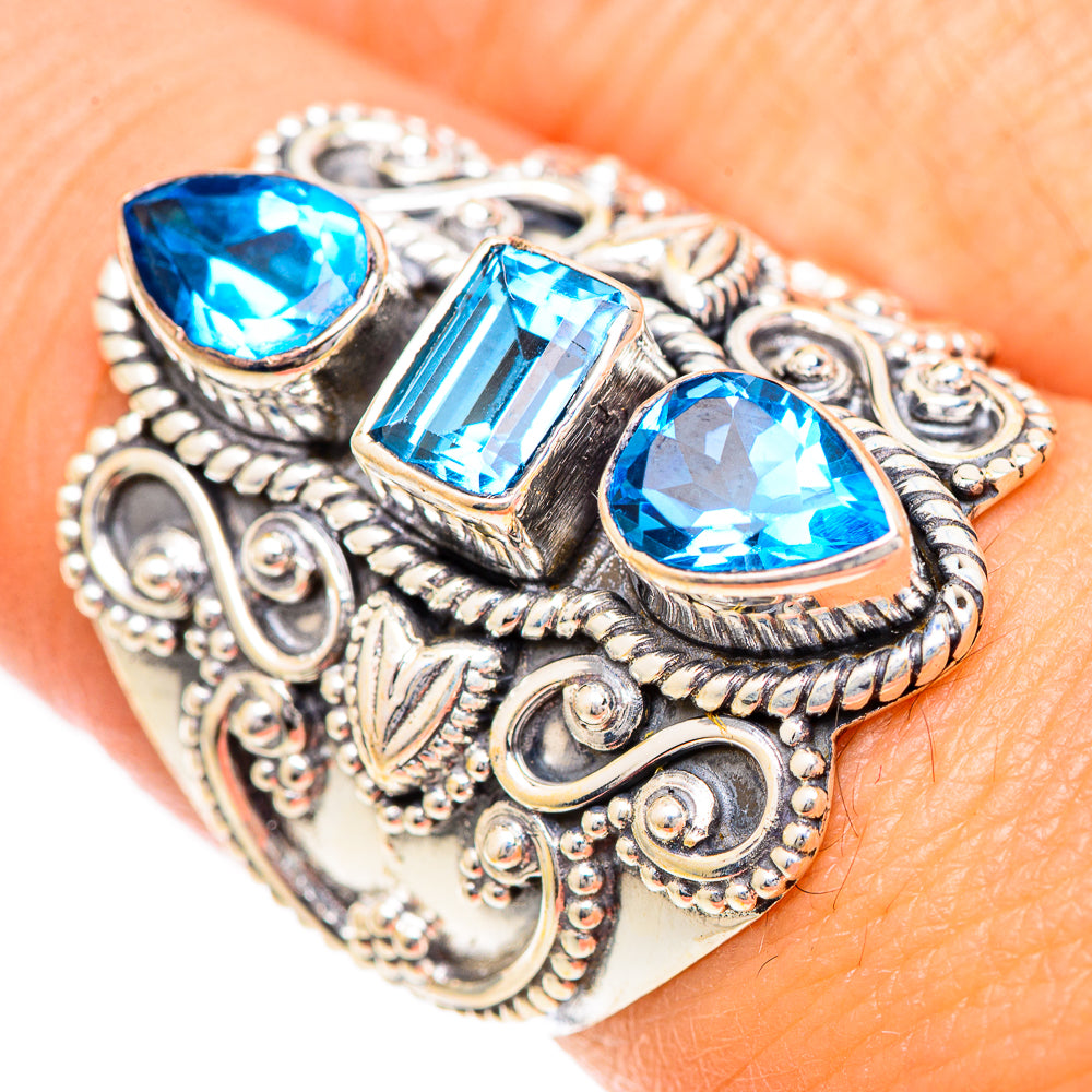 Swiss Blue Topaz Rings handcrafted by Anasilvercos - RING125043