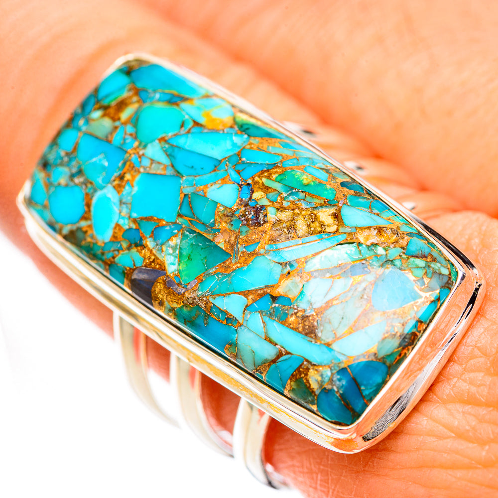 Blue Copper Composite Turquoise Rings handcrafted by Anasilvercos - RING125044