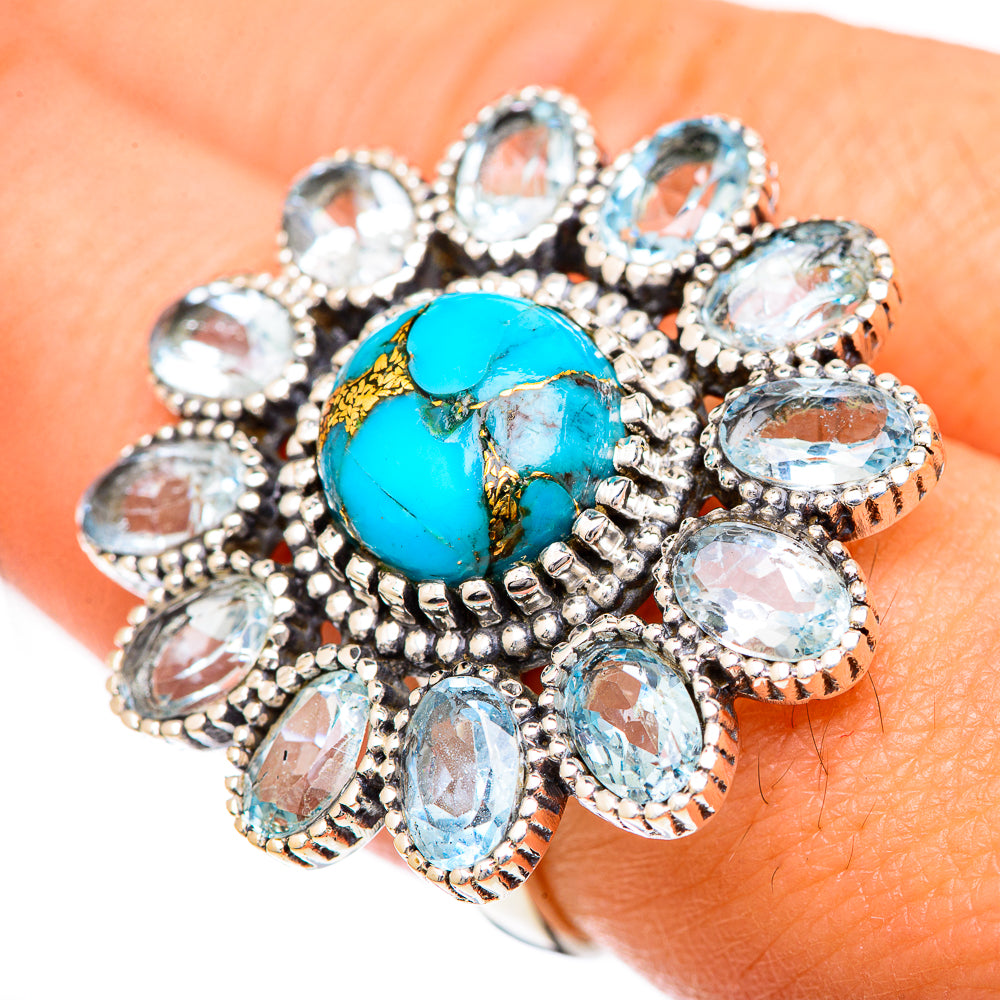 Blue Copper Composite Turquoise Rings handcrafted by Anasilvercos - RING125047