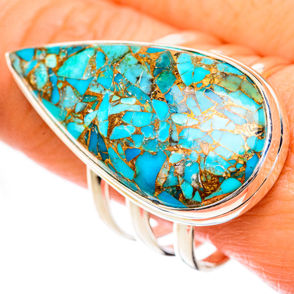 Blue Copper Composite Turquoise Rings handcrafted by Anasilvercos - RING125048
