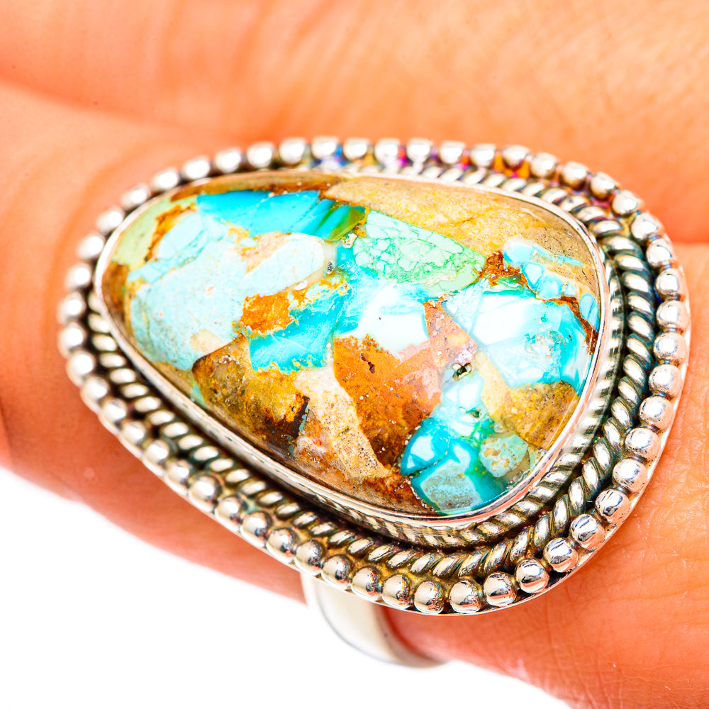 Blue Copper Composite Turquoise Rings handcrafted by Anasilvercos - RING125051