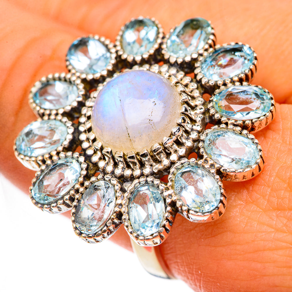 Rainbow Moonstone Rings handcrafted by Anasilvercos - RING125052
