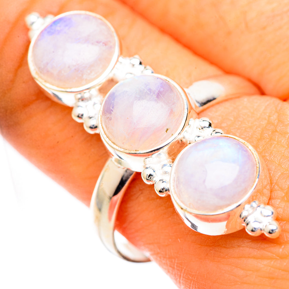 Rainbow Moonstone Rings handcrafted by Anasilvercos - RING125060