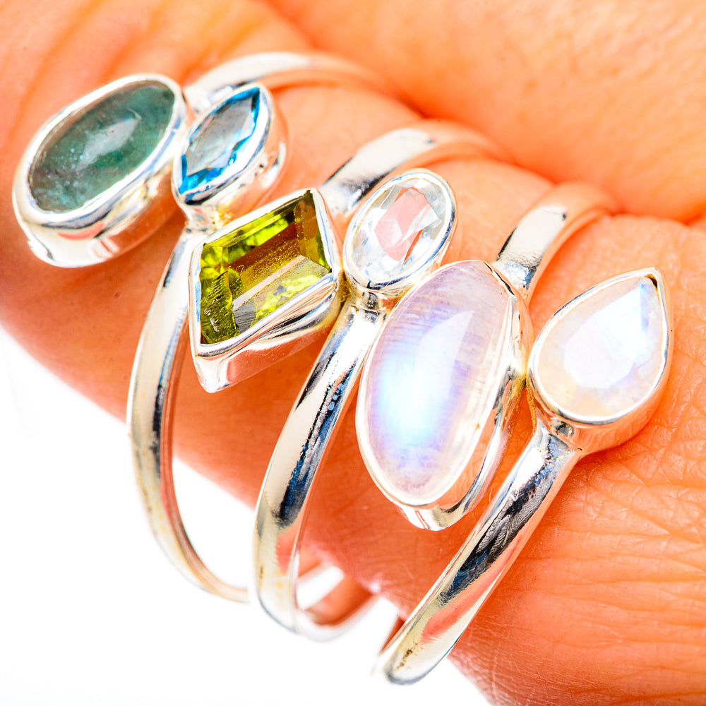 Rainbow Moonstone Rings handcrafted by Anasilvercos - RING125062