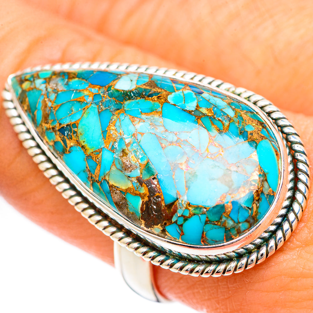Blue Copper Composite Turquoise Rings handcrafted by Anasilvercos - RING125074