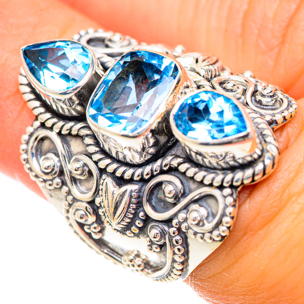 Swiss Blue Topaz Rings handcrafted by Anasilvercos - RING125075