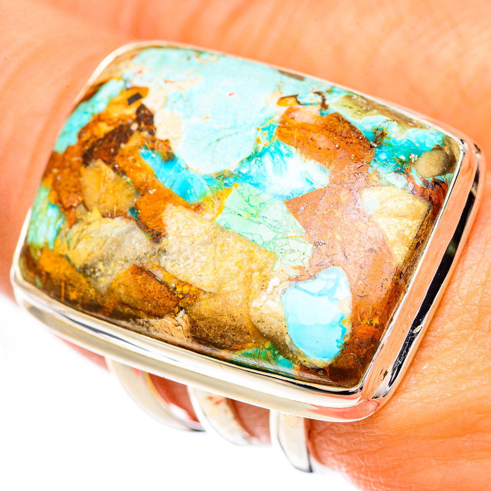 Blue Copper Composite Turquoise Rings handcrafted by Anasilvercos - RING125081