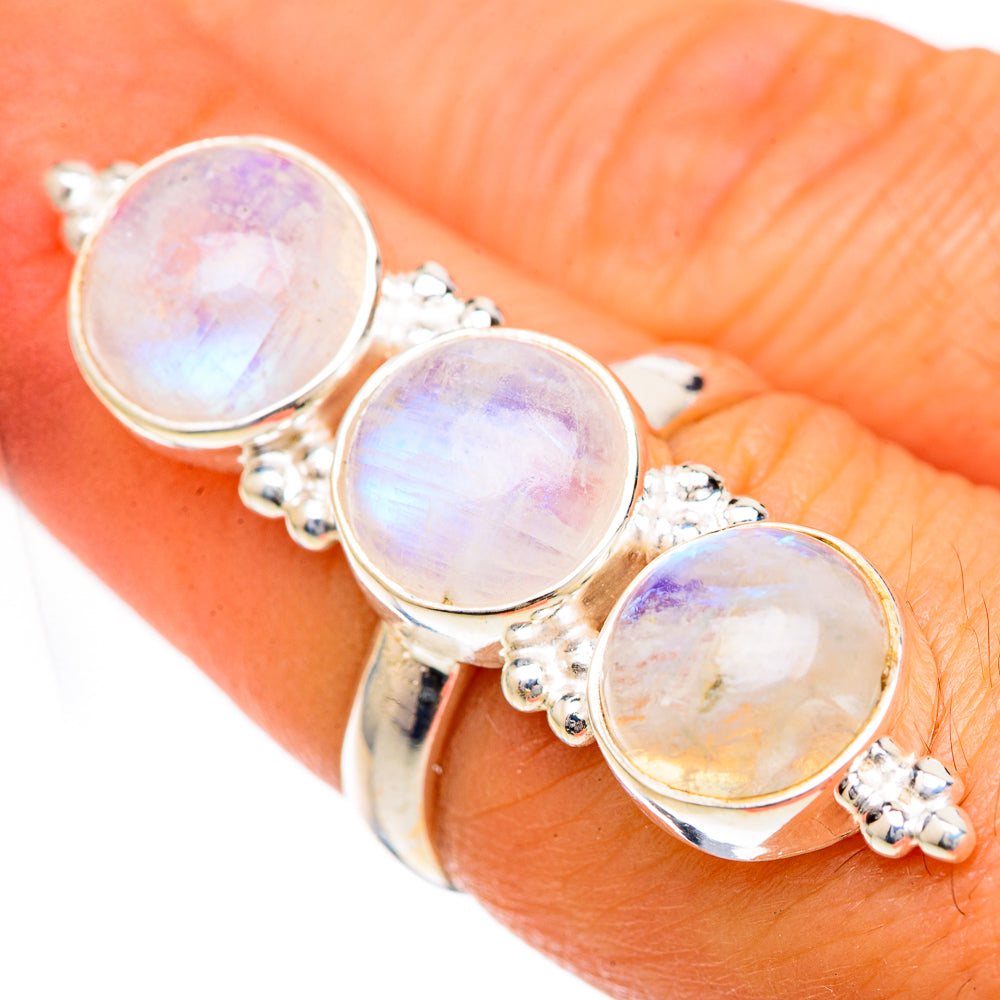 Rainbow Moonstone Rings handcrafted by Anasilvercos - RING125088