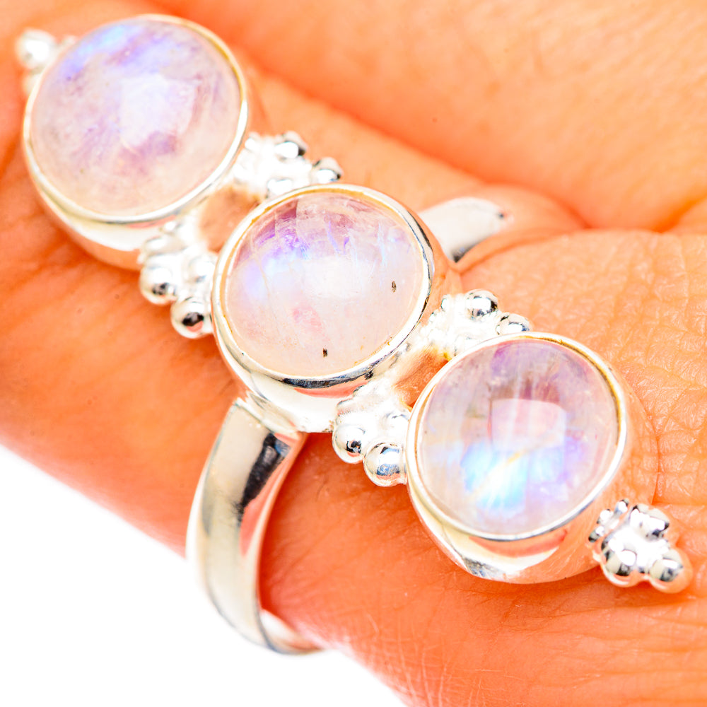 Rainbow Moonstone Rings handcrafted by Anasilvercos - RING125089
