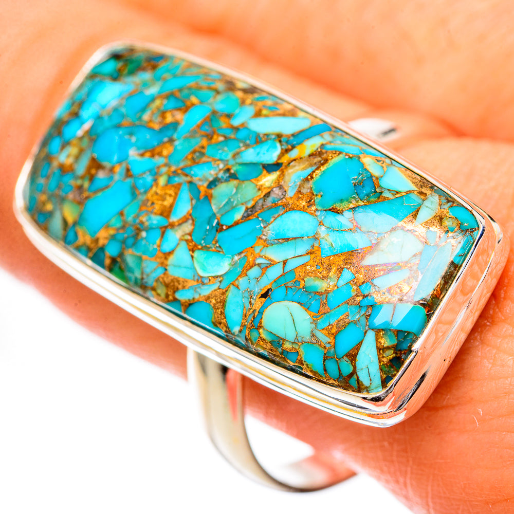 Blue Copper Composite Turquoise Rings handcrafted by Anasilvercos - RING125097