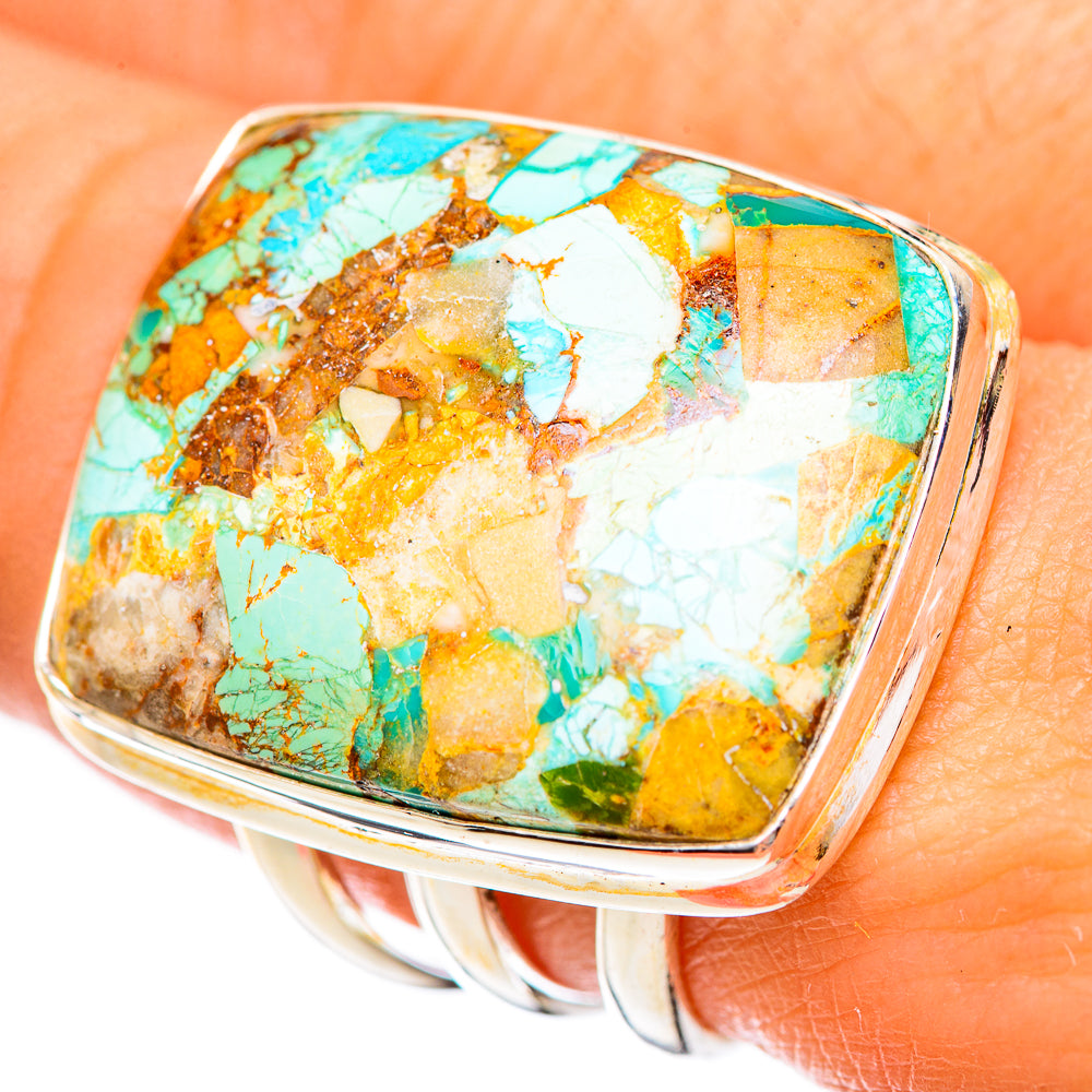 Blue Copper Composite Turquoise Rings handcrafted by Anasilvercos - RING125099