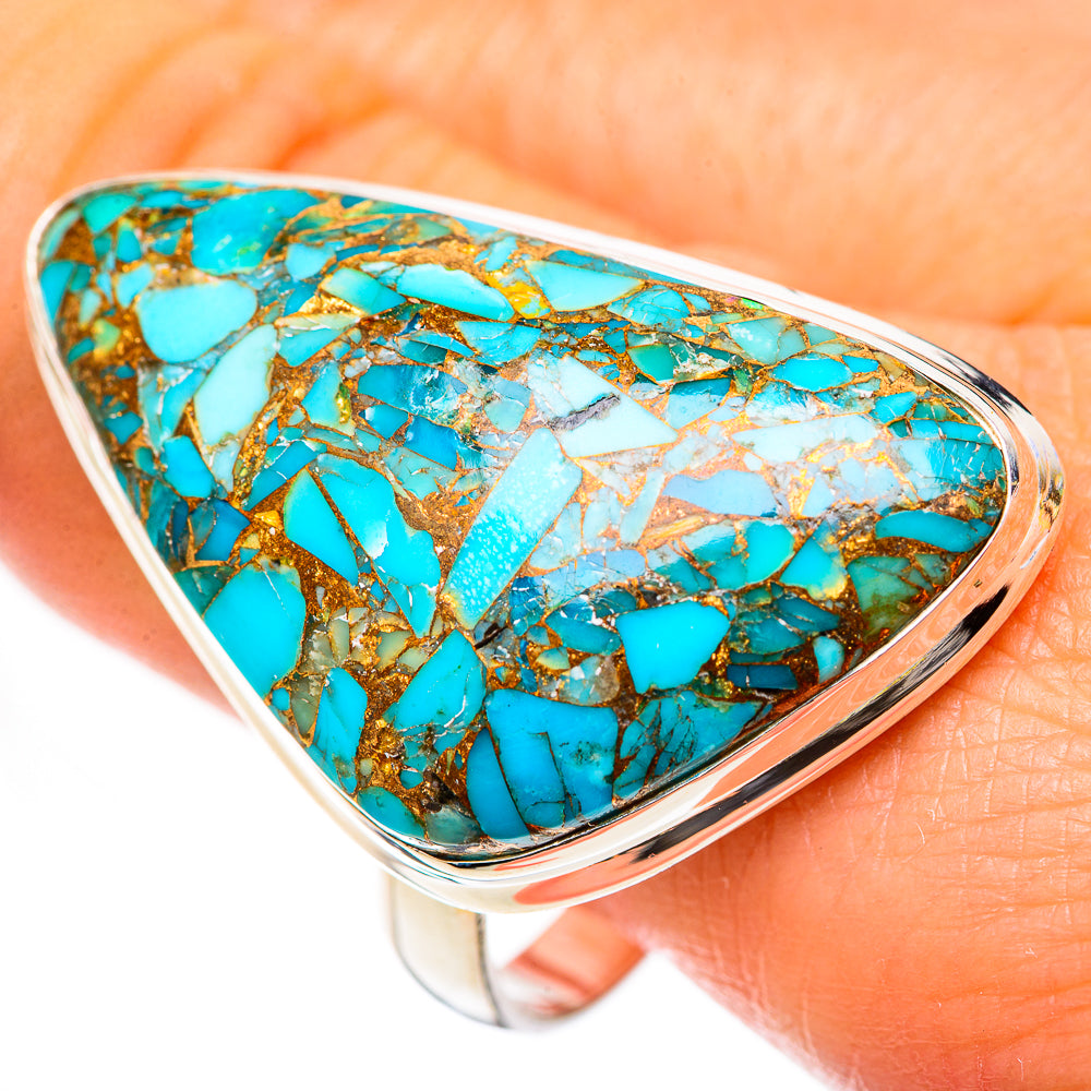 Blue Copper Composite Turquoise Rings handcrafted by Anasilvercos - RING125102