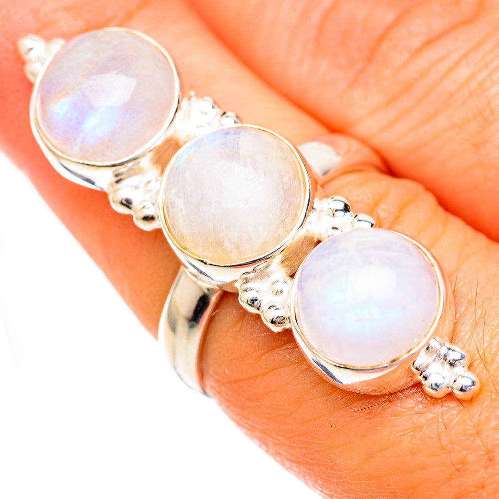 Rainbow Moonstone Rings handcrafted by Anasilvercos - RING125110