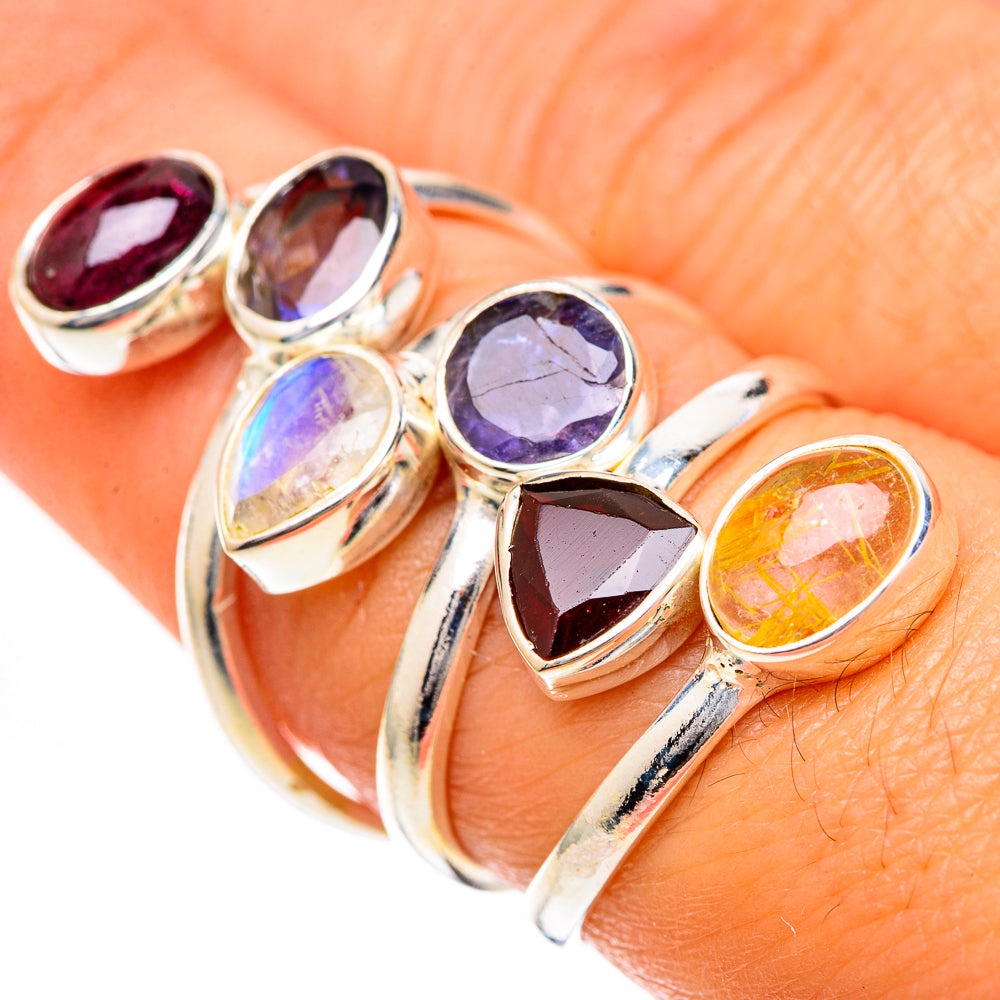 Rainbow Moonstone Rings handcrafted by Anasilvercos - RING125113