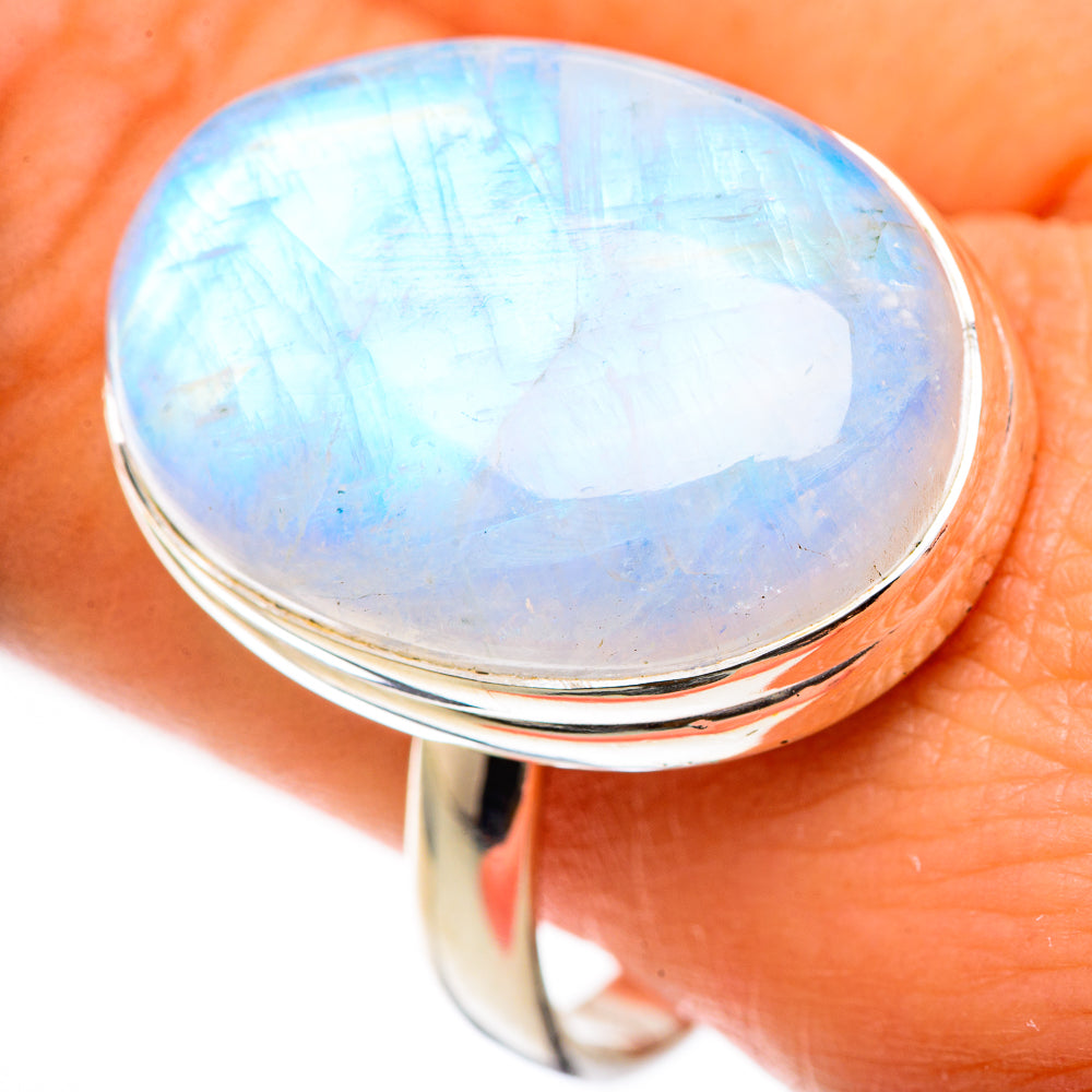 Rainbow Moonstone Rings handcrafted by Anasilvercos - RING125121