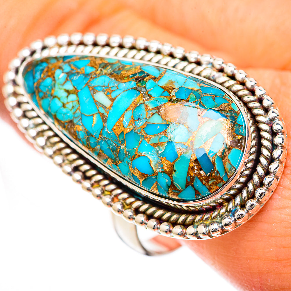 Blue Copper Composite Turquoise Rings handcrafted by Anasilvercos - RING125126