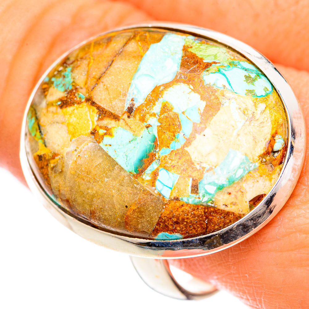 Blue Copper Composite Turquoise Rings handcrafted by Anasilvercos - RING125128