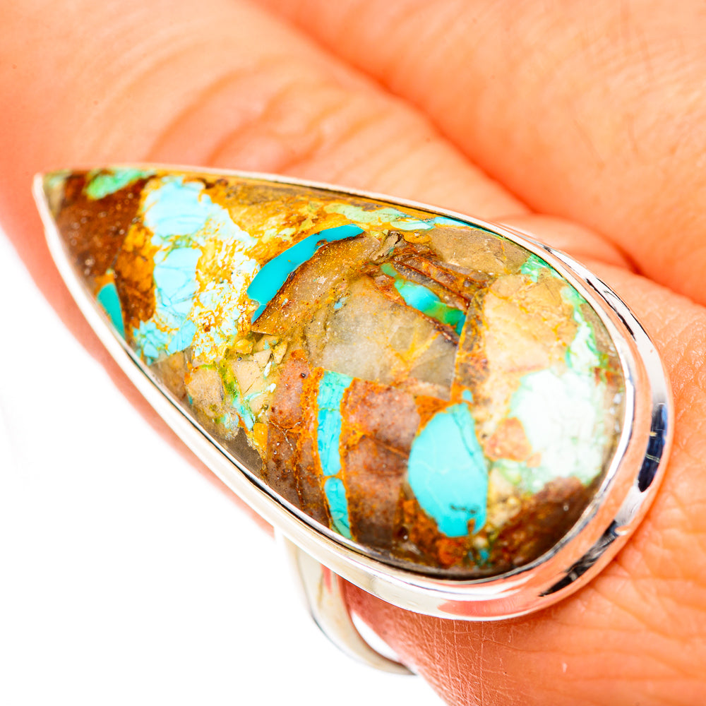Blue Copper Composite Turquoise Rings handcrafted by Anasilvercos - RING125129