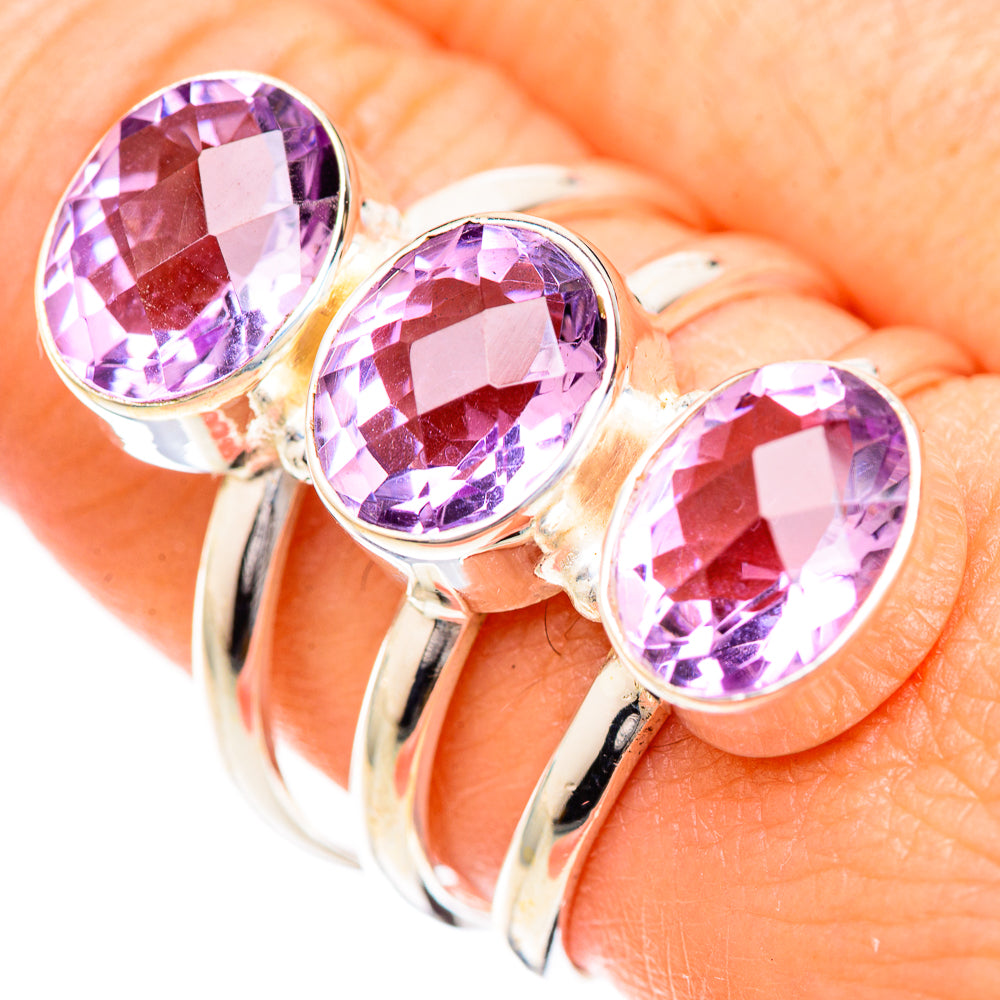 Pink Amethyst Rings handcrafted by Anasilvercos - RING125130