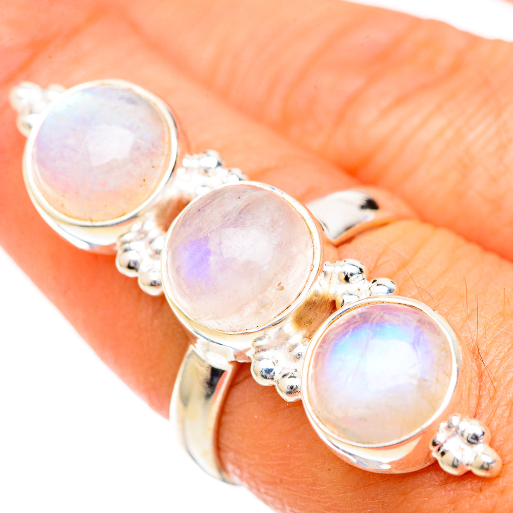 Rainbow Moonstone Rings handcrafted by Anasilvercos - RING125133